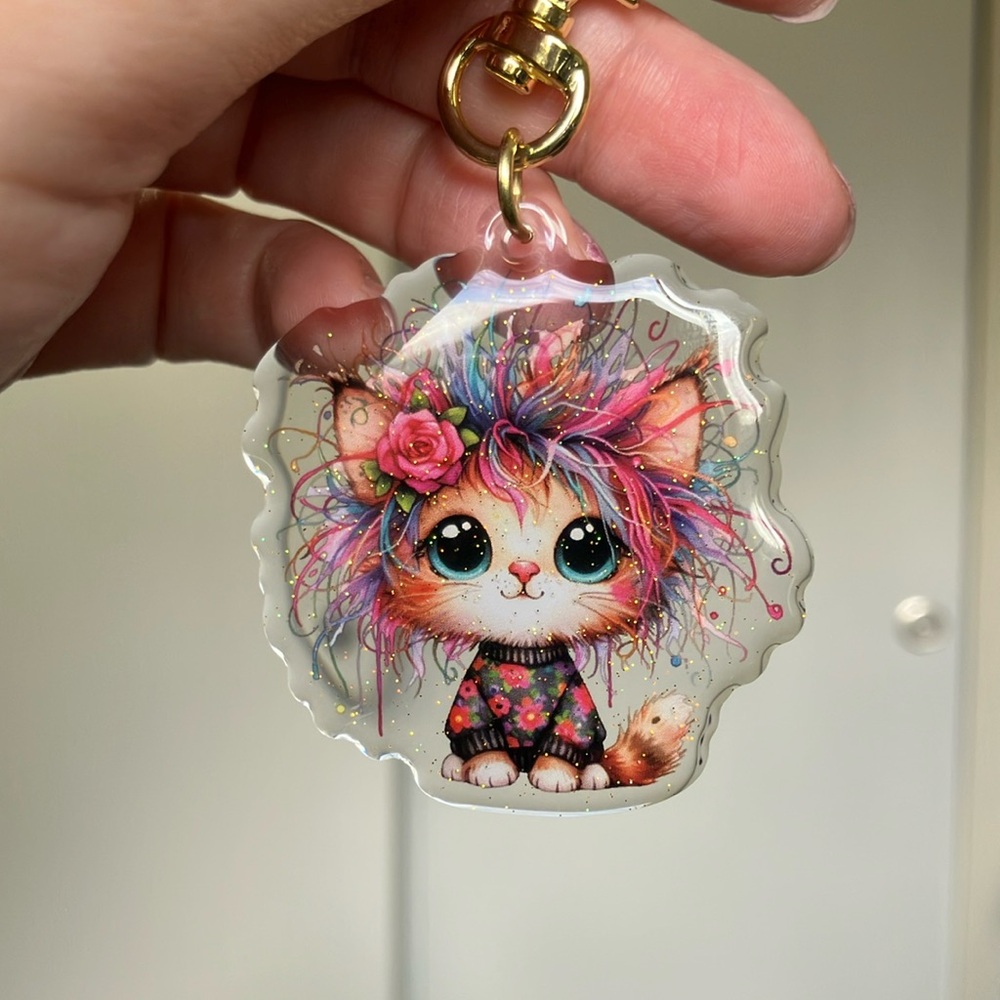Colorful Cat Keychain